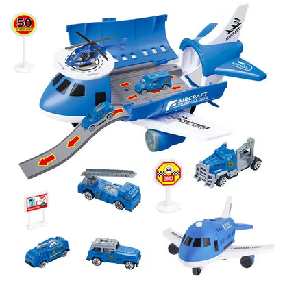 Push & Go Airplane Toy Set – Kids Vehicle Collection with Cars & Traffic Signs