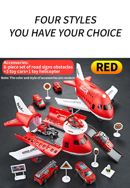 Push & Go Airplane Toy Set – Kids Vehicle Collection with Cars & Traffic Signs