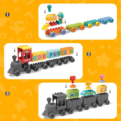 60-Piece Alphabet Train Building Block Set