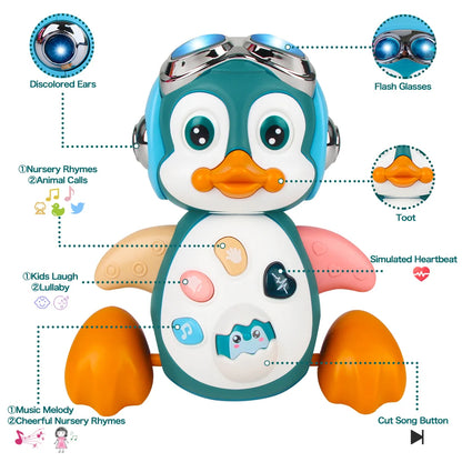 Interactive Musical Penguin | Light-Up Crawl & Chase Toy