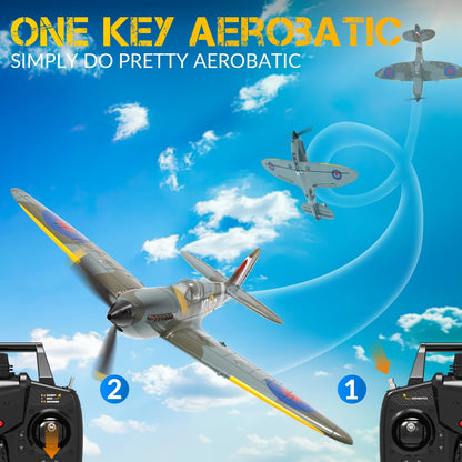 RC Spitfire Fighter Plane – 4CH Remote Control Warbird with Aerobatic Mode