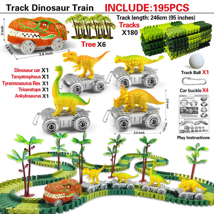 Kids Dinosaur Adventure Track Playset – Flexible Racing Car Toy