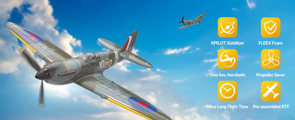 RC Spitfire Fighter Plane – 4CH Remote Control Warbird with Aerobatic Mode