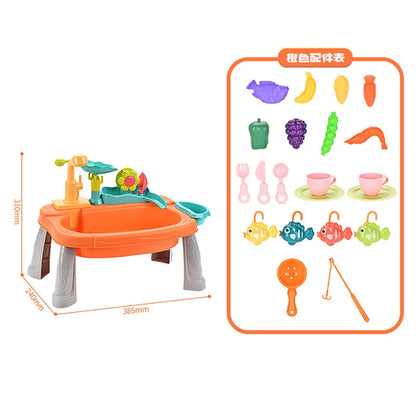 Pretend Play Kitchen Sink Toy – Electric Water Faucet & Fishing Game for Kids