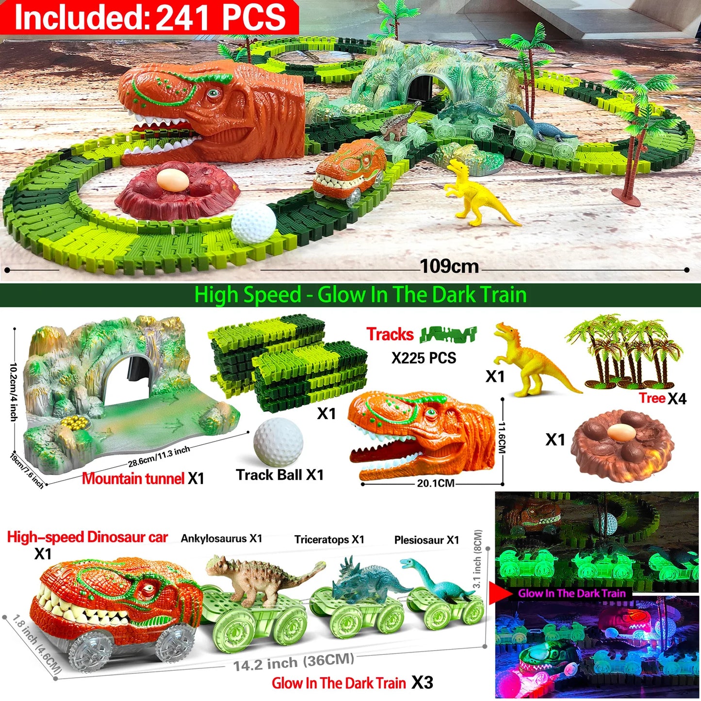 Kids Dinosaur Adventure Track Playset – Flexible Racing Car Toy
