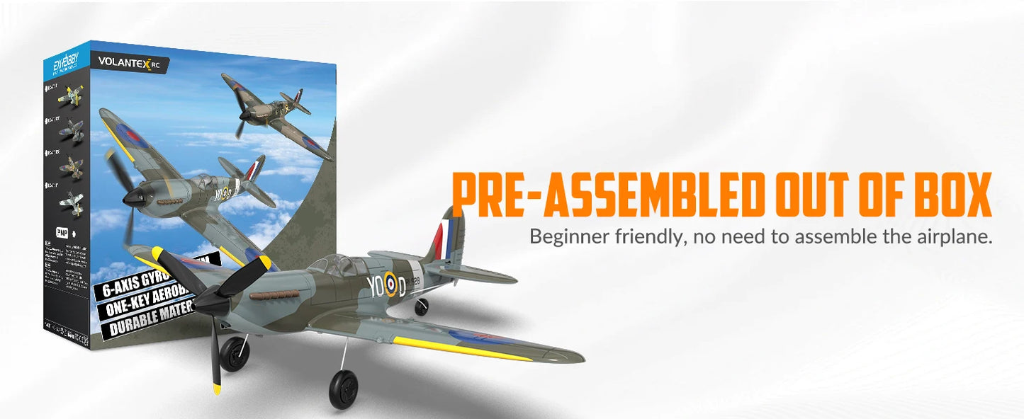 RC Spitfire Fighter Plane – 4CH Remote Control Warbird with Aerobatic Mode