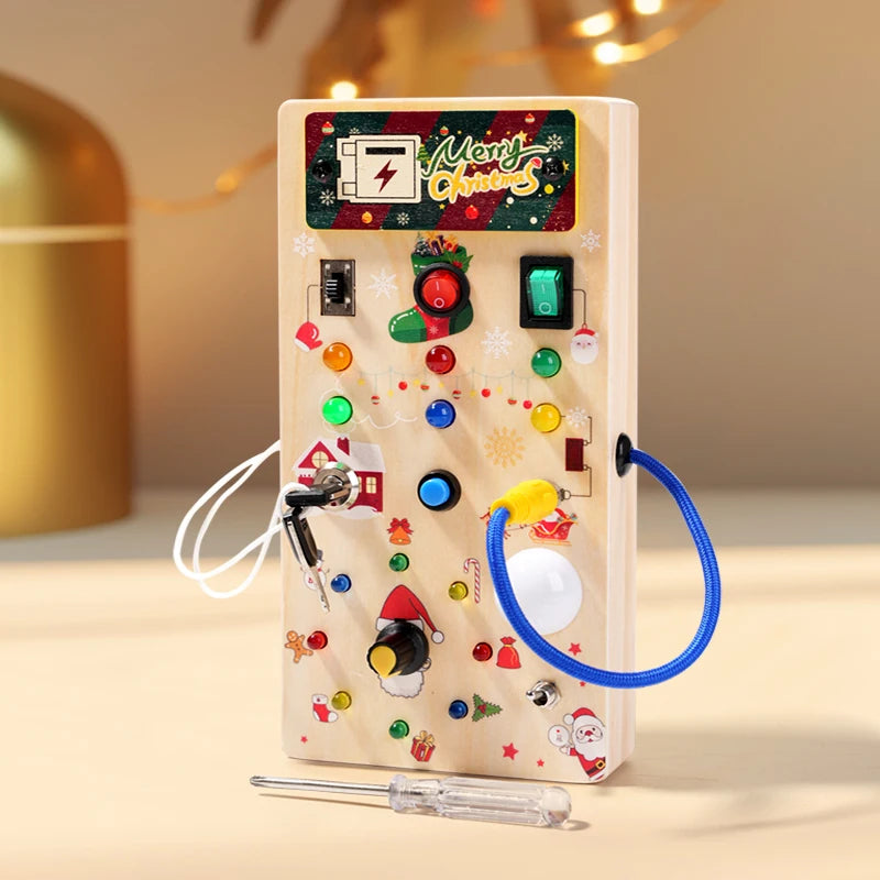 Wooden LED Busy Board | Montessori Light Switch Sensory Toy