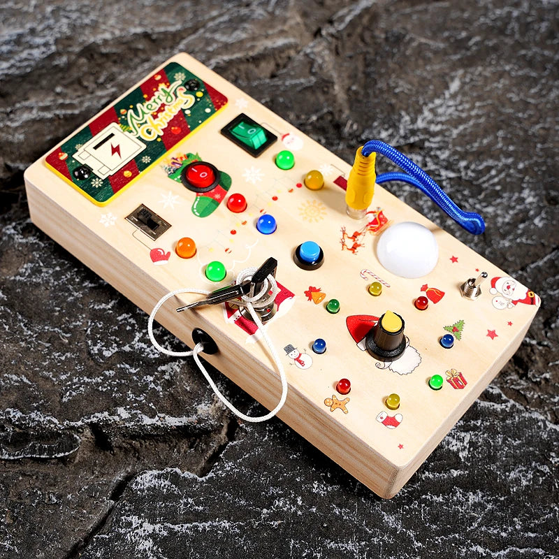 Wooden LED Busy Board | Montessori Light Switch Sensory Toy