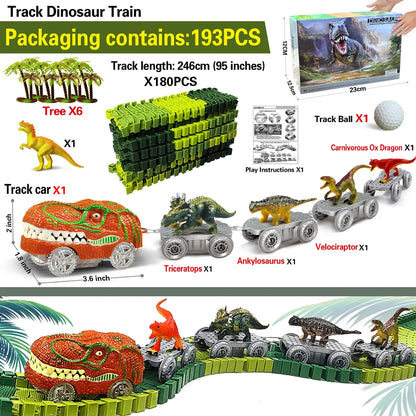 Kids Dinosaur Adventure Track Playset – Flexible Racing Car Toy