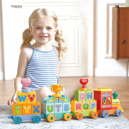 60-Piece Alphabet Train Building Block Set
