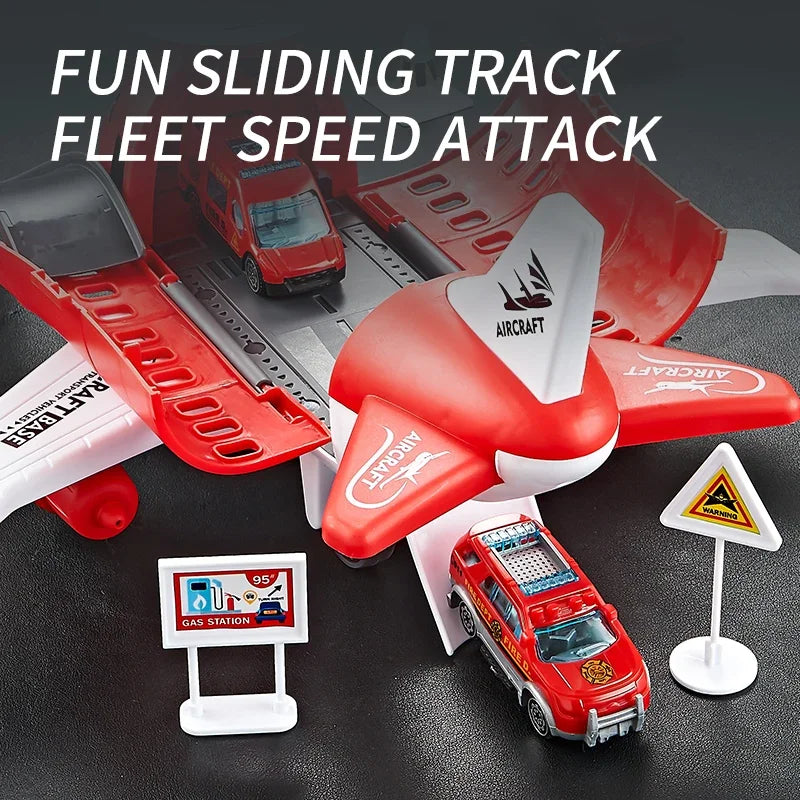 Push & Go Airplane Toy Set – Kids Vehicle Collection with Cars & Traffic Signs