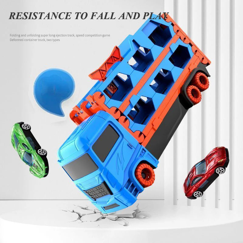 Car Transporter Truck with Folding Race Track