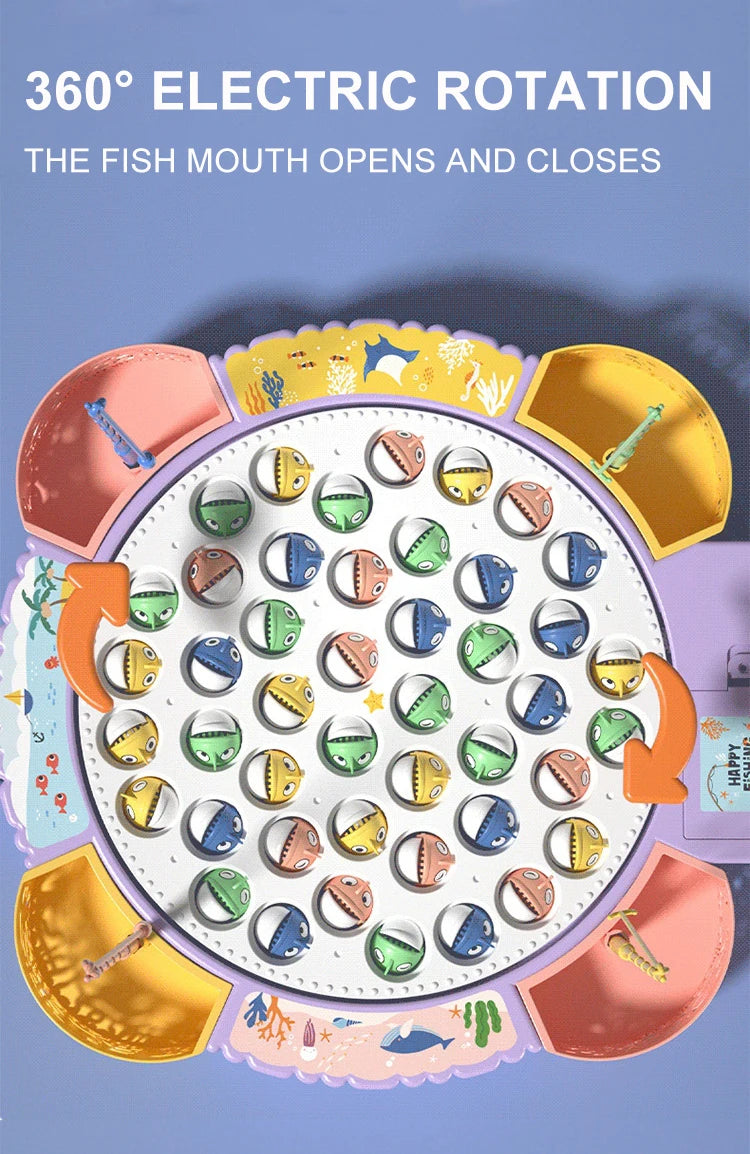 Montessori Fishing Game for Kids – Magnetic Rotating Fish Board Toy