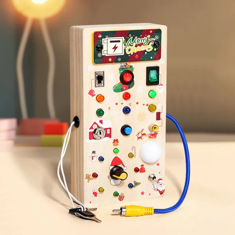Wooden LED Busy Board | Montessori Light Switch Sensory Toy