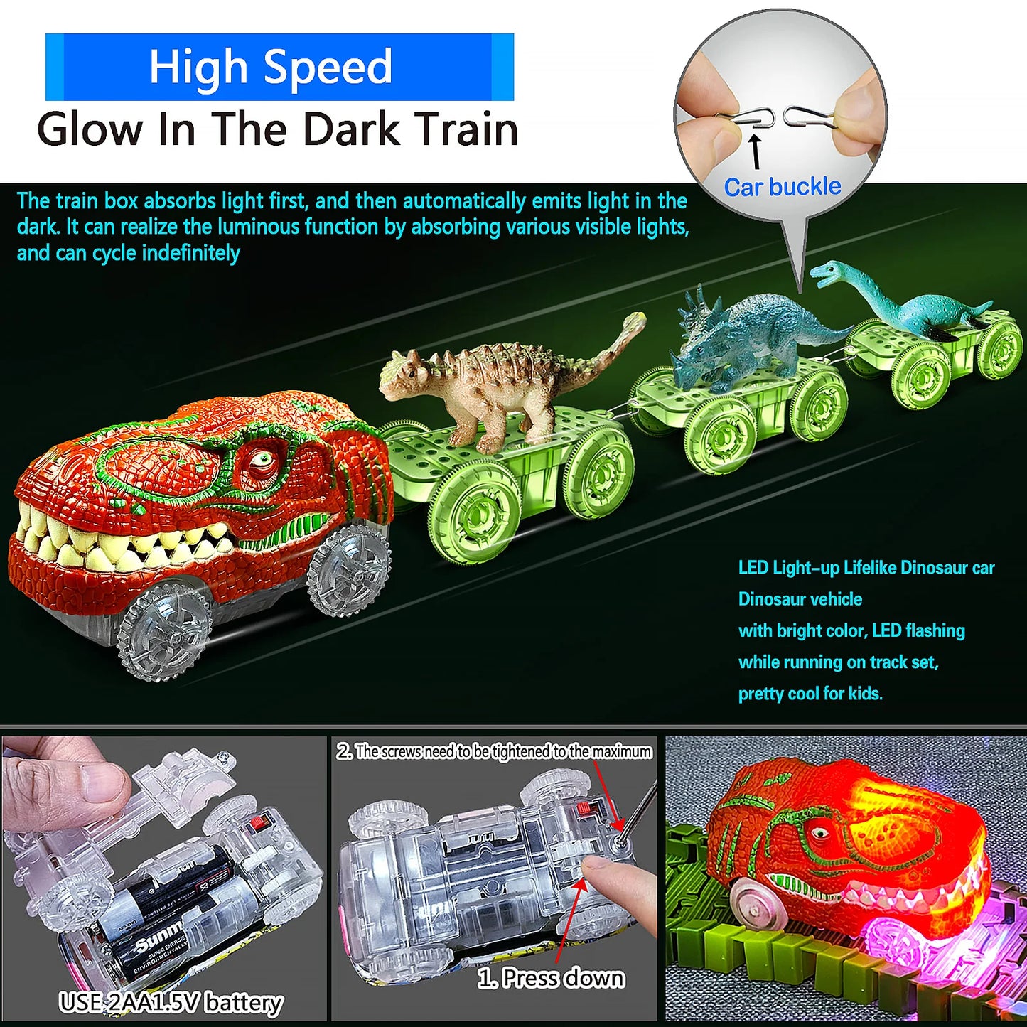 Kids Dinosaur Adventure Track Playset – Flexible Racing Car Toy