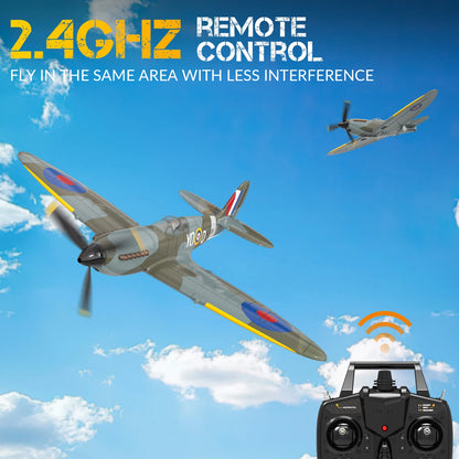 RC Spitfire Fighter Plane – 4CH Remote Control Warbird with Aerobatic Mode