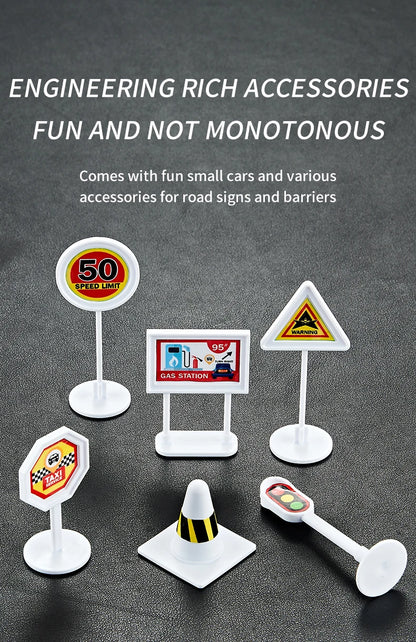 Push & Go Airplane Toy Set – Kids Vehicle Collection with Cars & Traffic Signs