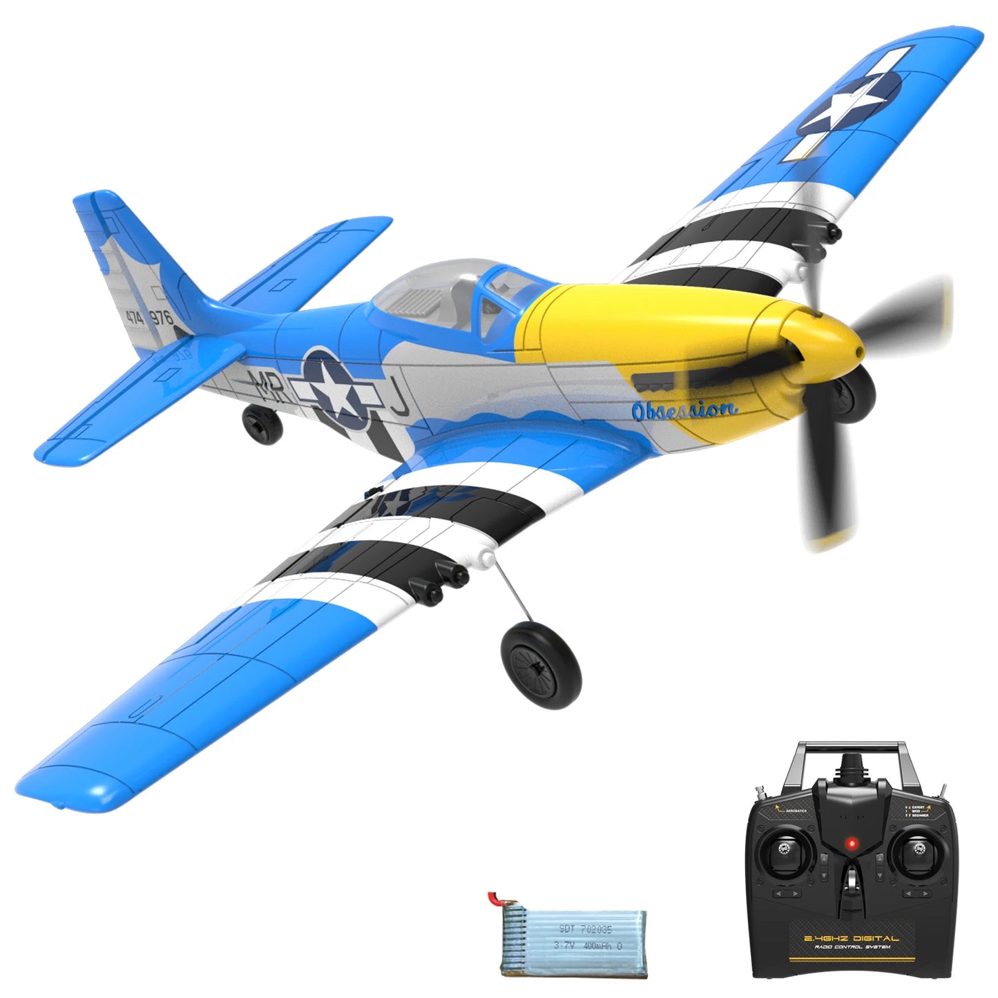 RC Spitfire Fighter Plane – 4CH Remote Control Warbird with Aerobatic Mode