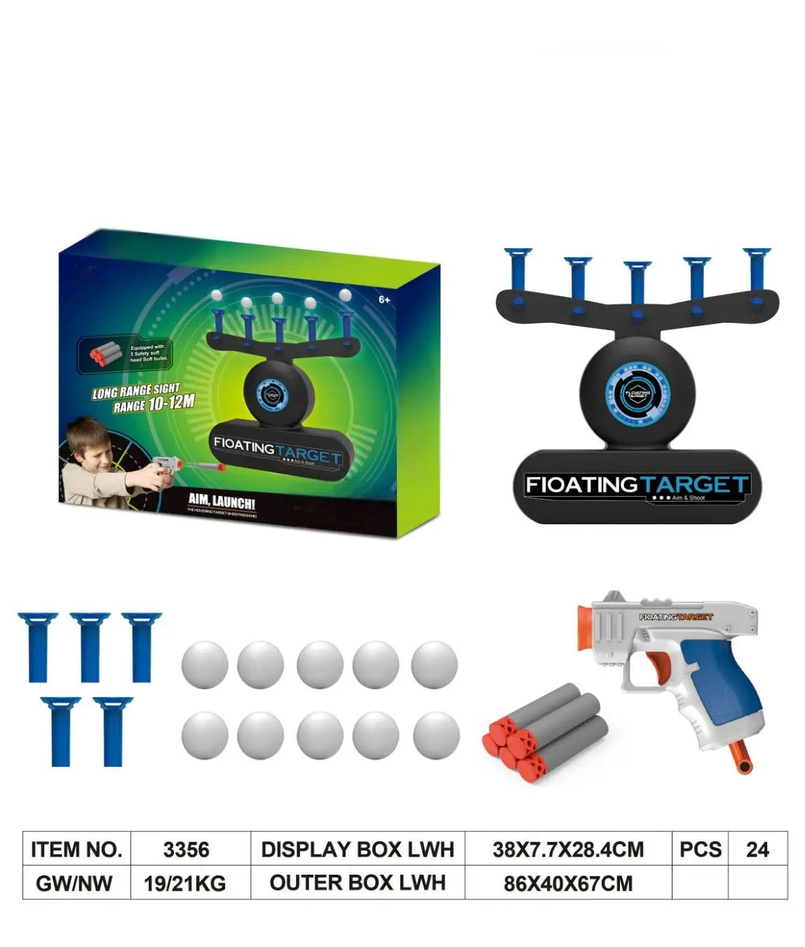 Glow-in-the-Dark Hovering Target Shooting Set