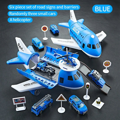 Push & Go Airplane Toy Set – Kids Vehicle Collection with Cars & Traffic Signs