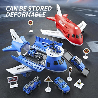 Push & Go Airplane Toy Set – Kids Vehicle Collection with Cars & Traffic Signs