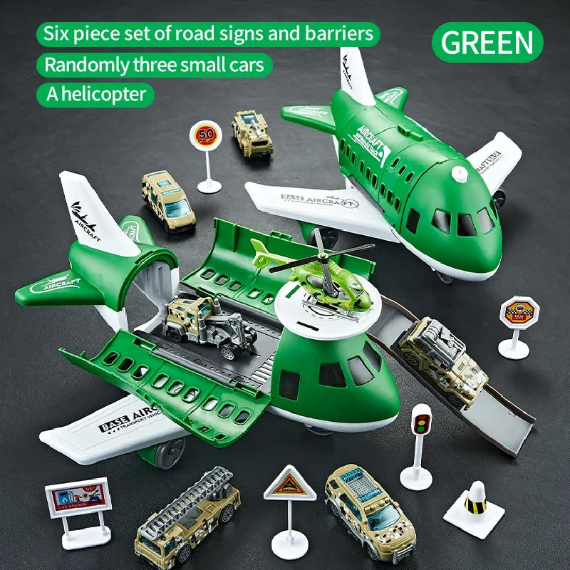 Push & Go Airplane Toy Set – Kids Vehicle Collection with Cars & Traffic Signs