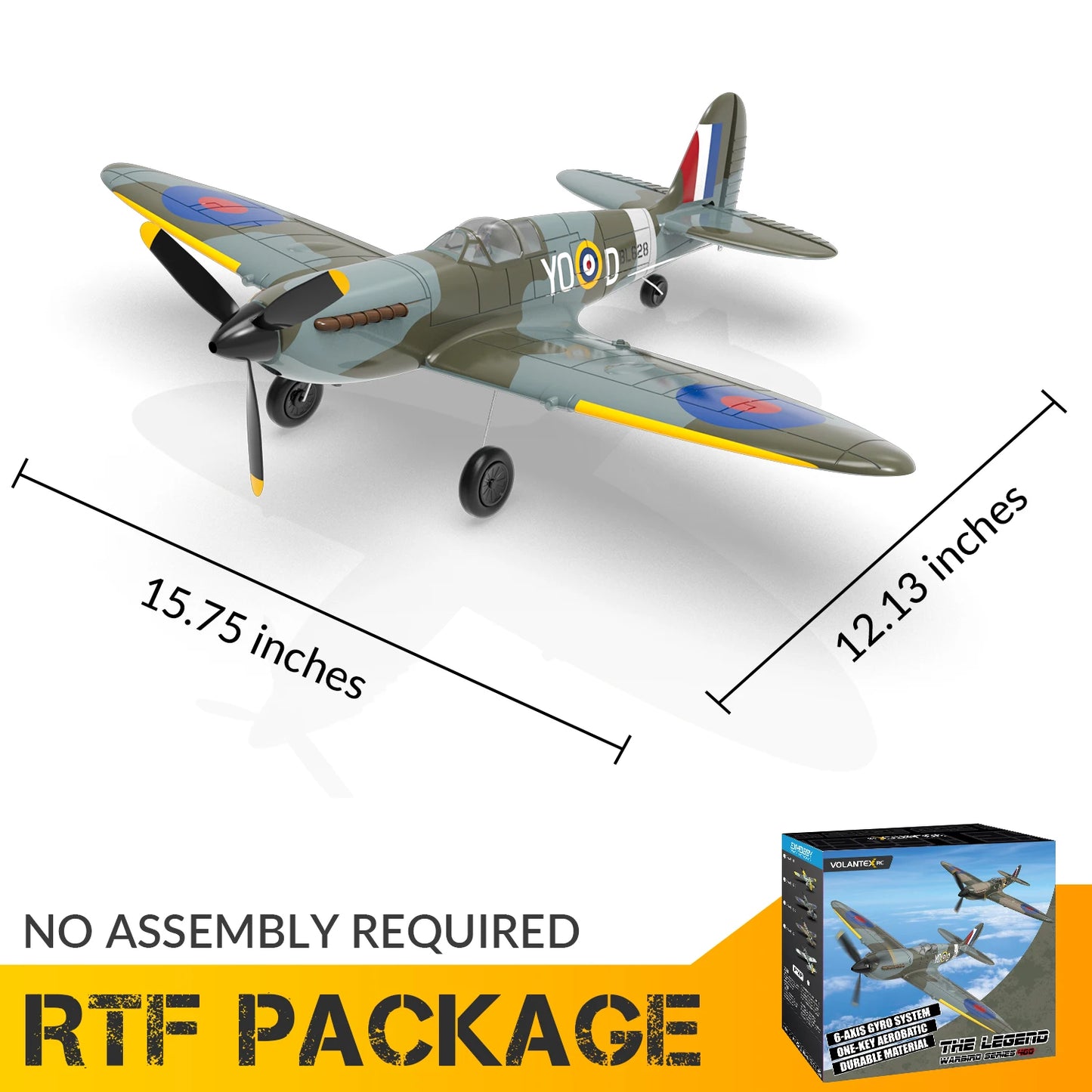 RC Spitfire Fighter Plane – 4CH Remote Control Warbird with Aerobatic Mode
