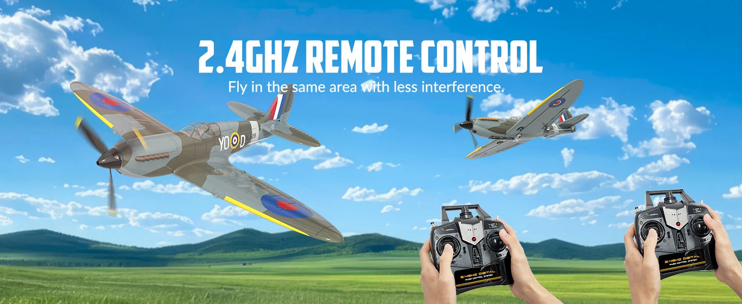 RC Spitfire Fighter Plane – 4CH Remote Control Warbird with Aerobatic Mode