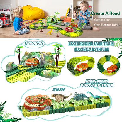 Kids Dinosaur Adventure Track Playset – Flexible Racing Car Toy